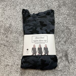 Unbranded Raglan Pullover Fleece Lined Too Women’s Medium 8-10 Gray Camo New NWT